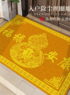 土黄色东户门朝西风水入户门地垫丝圈大门口进门垫子室外金色地毯