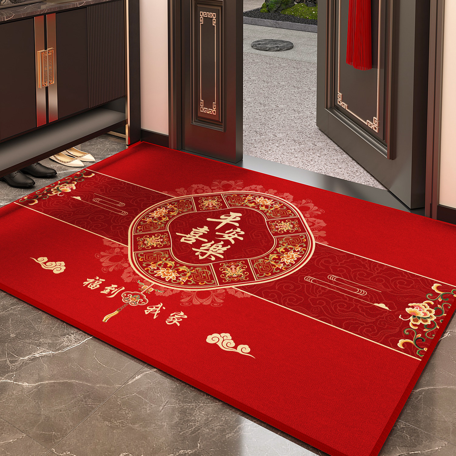 2026新款马年入户门地垫进门口高级比利时绒红色地毯家用防滑脚垫,居家布艺,入户地垫,淘宝优惠券,粉丝福利购,淘宝优惠卷