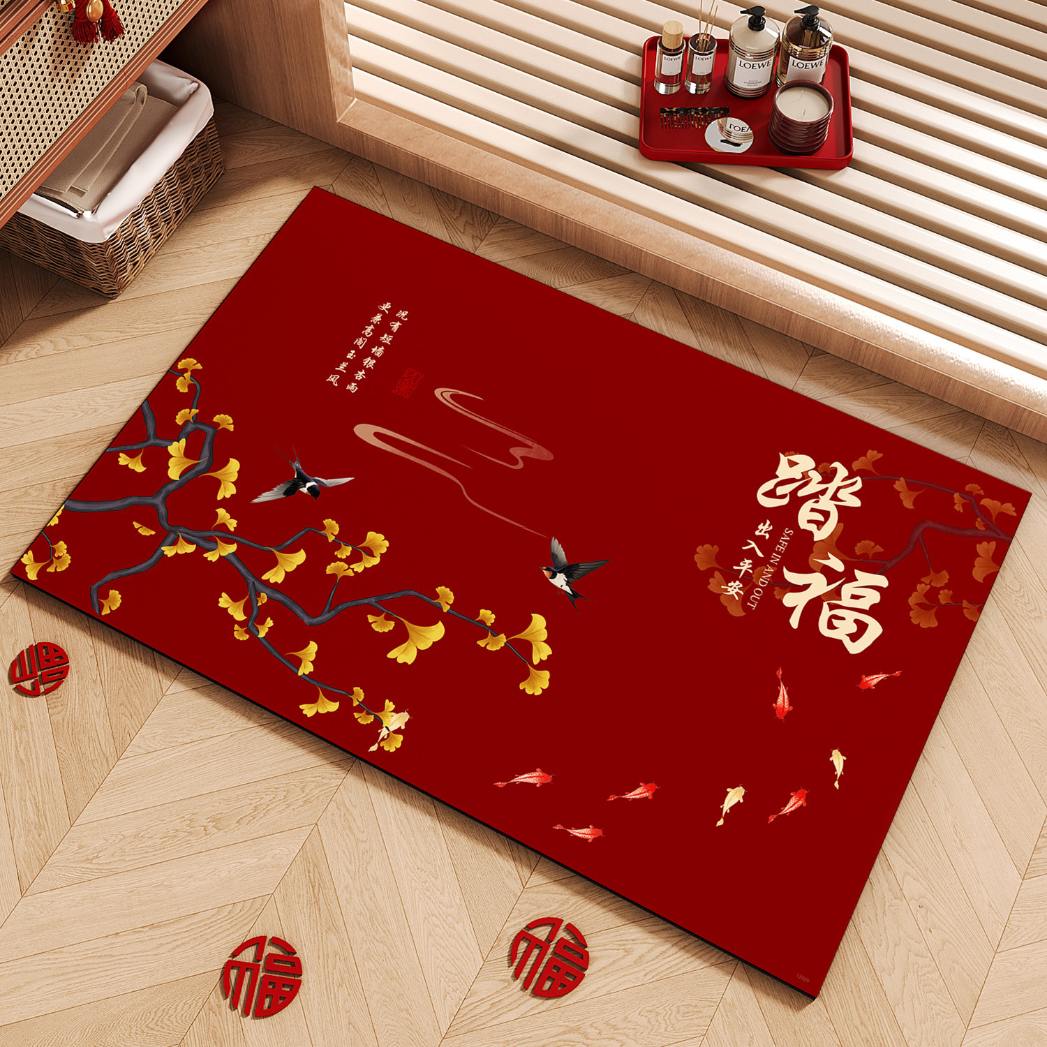 踏福九鱼图浴室地垫硅藻泥吸水地毯卫生间门口脚垫厕所专用防滑垫,居家布艺,家用脚垫,淘宝优惠券,粉丝福利购,淘宝优惠卷