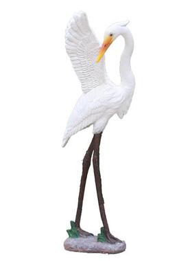 新户外仿真白鹭假山水池园区装饰摆件假动物玻璃钢雕塑大型鸟模型