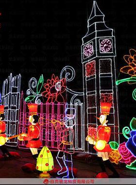 灯光节孔雀彩灯咖啡厅商场美陈光雕LED彩灯造型定制制作