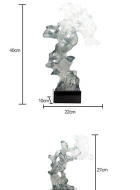 新中式透明树脂假山雕塑艺术品摆件展示厅玄关酒店大堂走廊装饰品