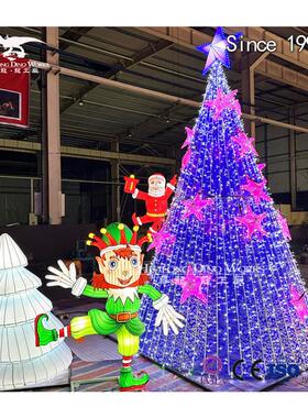 大型圣诞树年春节氛围彩灯节日创意LED灯组来图制作