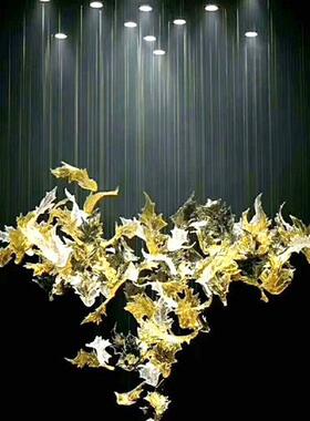 酒店ktv会所大厅天花板装饰艺术吊灯别墅样房抽象玻璃枫叶工程灯