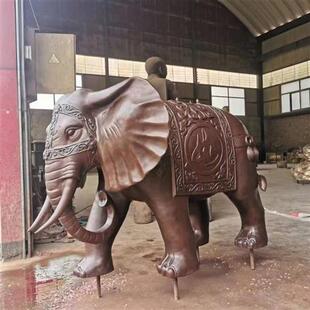 铜大象元宝吸水象成对黄铜精工礼品亚洲象锻铜城市景观动物雕塑