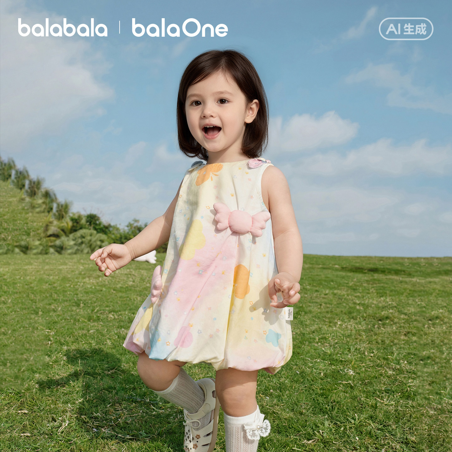 【balaOne】巴拉巴拉宝宝连衣裙婴儿公主裙2026新款甜美时尚洋气