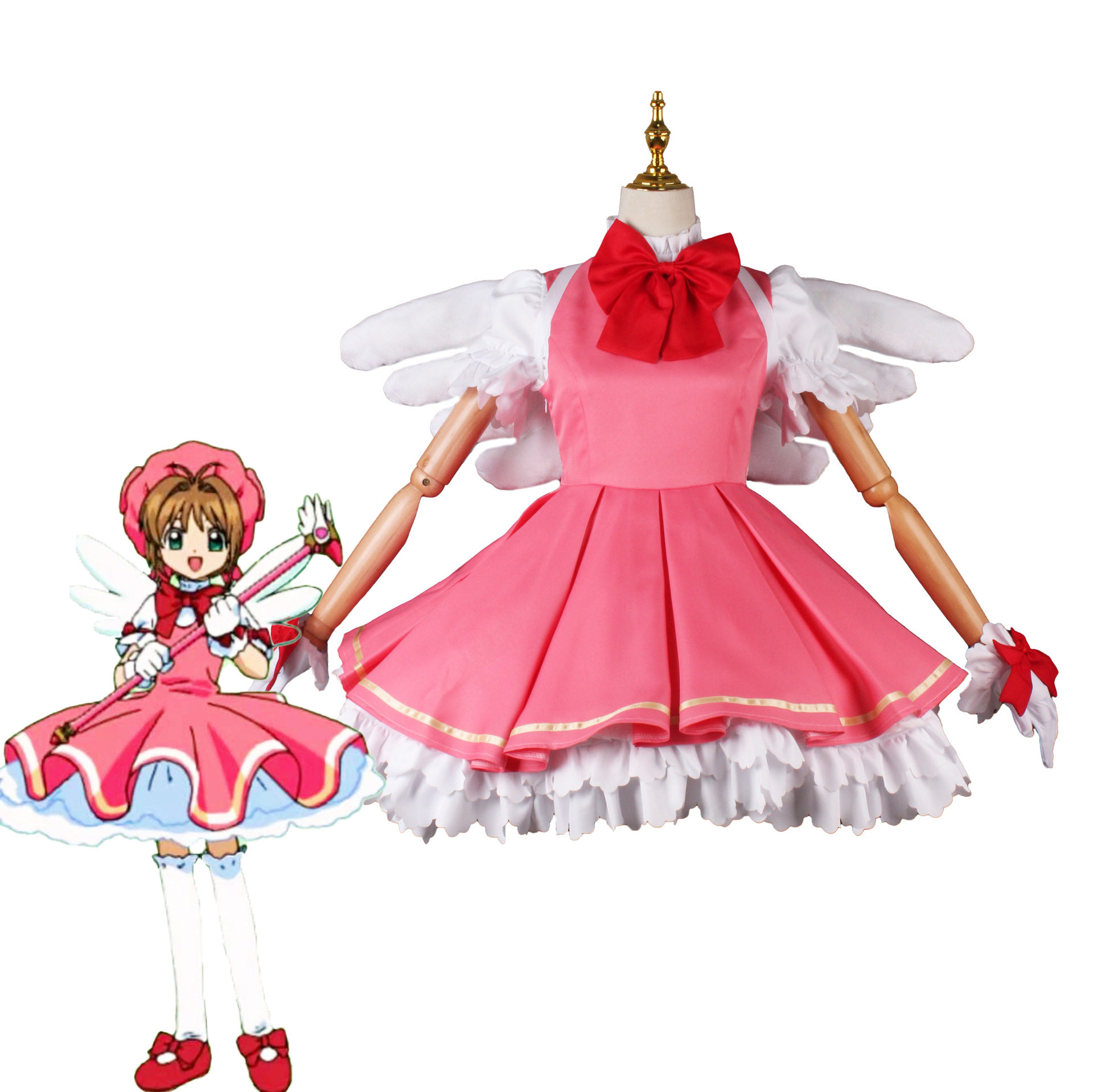 新品百变小樱cos服小樱红白战斗服cosplay动漫服装cospaly女套装