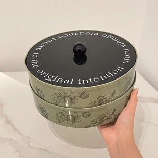 家用复古风果盘客厅茶几食品级瓜子花生零食干果盒多层分格糖果盘