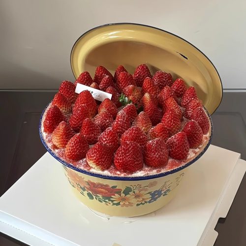 网红爆款草莓蛋糕盆老式仿搪瓷盆