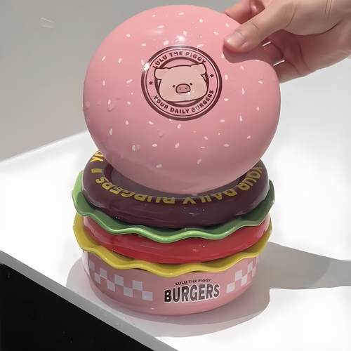 粉色lulu猪汉堡餐具套装