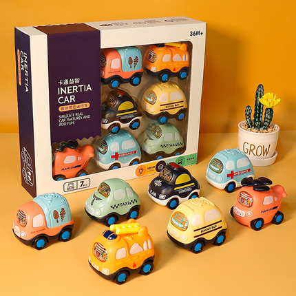 Children's toy car set, inertia car, non-pullback model, suitable for boys and babies aged 1-2 years, drop-resistant.