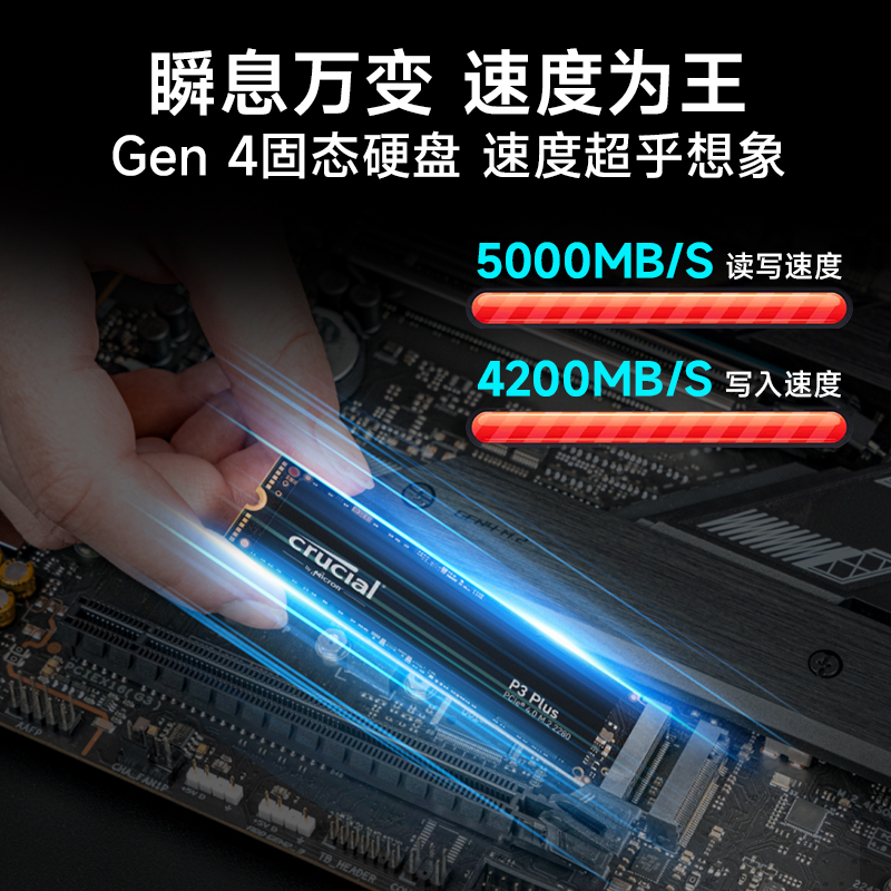 英睿达pcie4.0固态硬盘1t笔记本台式电脑硬盘P3plus500Gssd