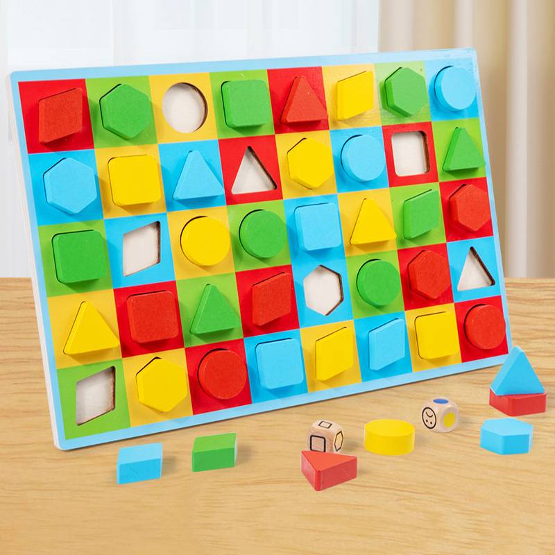 2024新款幼儿园蒙氏几何形状颜色配对拼板游戏 儿童早教益智木制