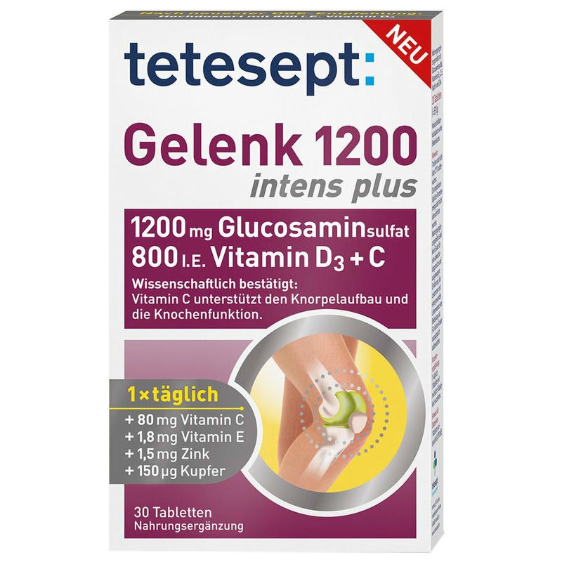 【德国直邮】TETESEPT硫酸氨糖软骨素1200mg膝盖骨关节维骨力30片