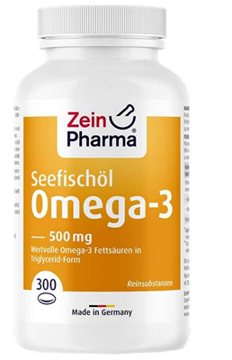 【德国直邮】Zein Pharma 500mgOmega-3鱼油营养口服胶囊 300粒