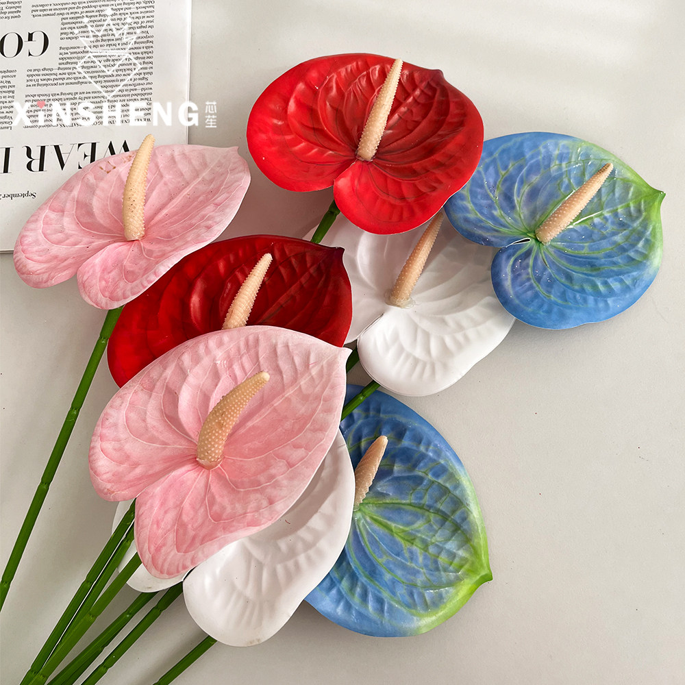 芯苼仿真红掌花烛鲜花束配饰