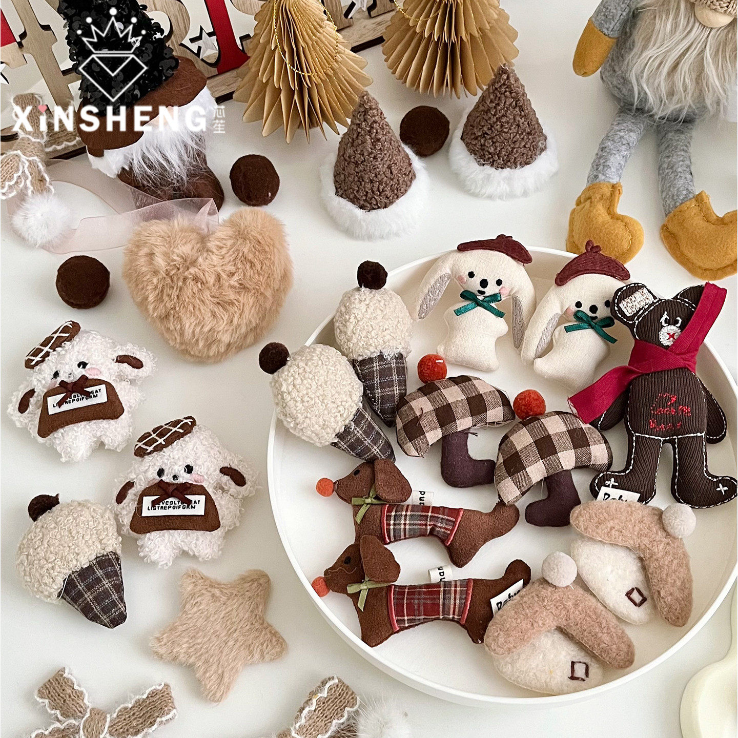 芯苼【棕色系列毛绒花艺装饰】