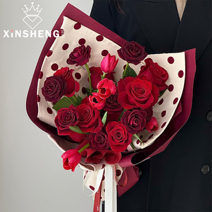 miu系波点布料 芯苼 鲜花束手工diy包花布花艺资材 圣诞节新品