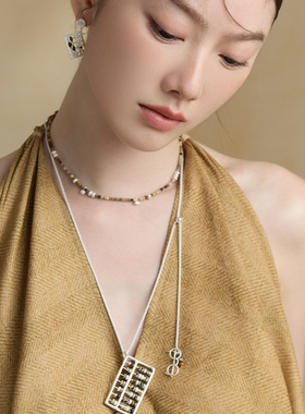 SOUNDERWANG颂闻 账房先生.算盘可抽拉项链