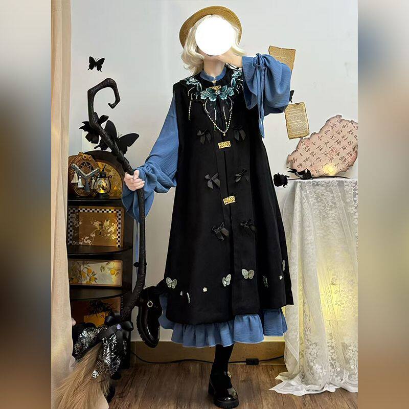 汉洋折衷原创明制比甲洛丽塔日常改良汉服女加绒加厚秋冬款