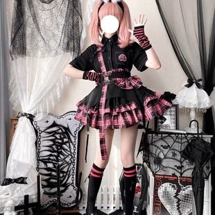 半身裙SK格子暗黑少女打歌服lolita全款直接拍