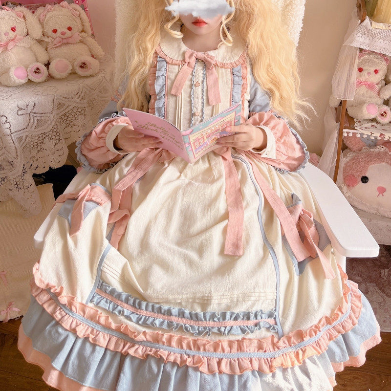 甜心泡芙大码lolita连衣裙原创洛丽塔op胖mm甜美可爱日常轻lo裙子