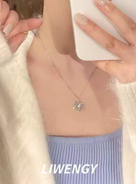 韩系可转动雪花项链女轻奢小众
