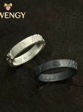 s925玫瑰花戒指女轻奢小众设计感高级食指戒2026情侣戒男女款对戒