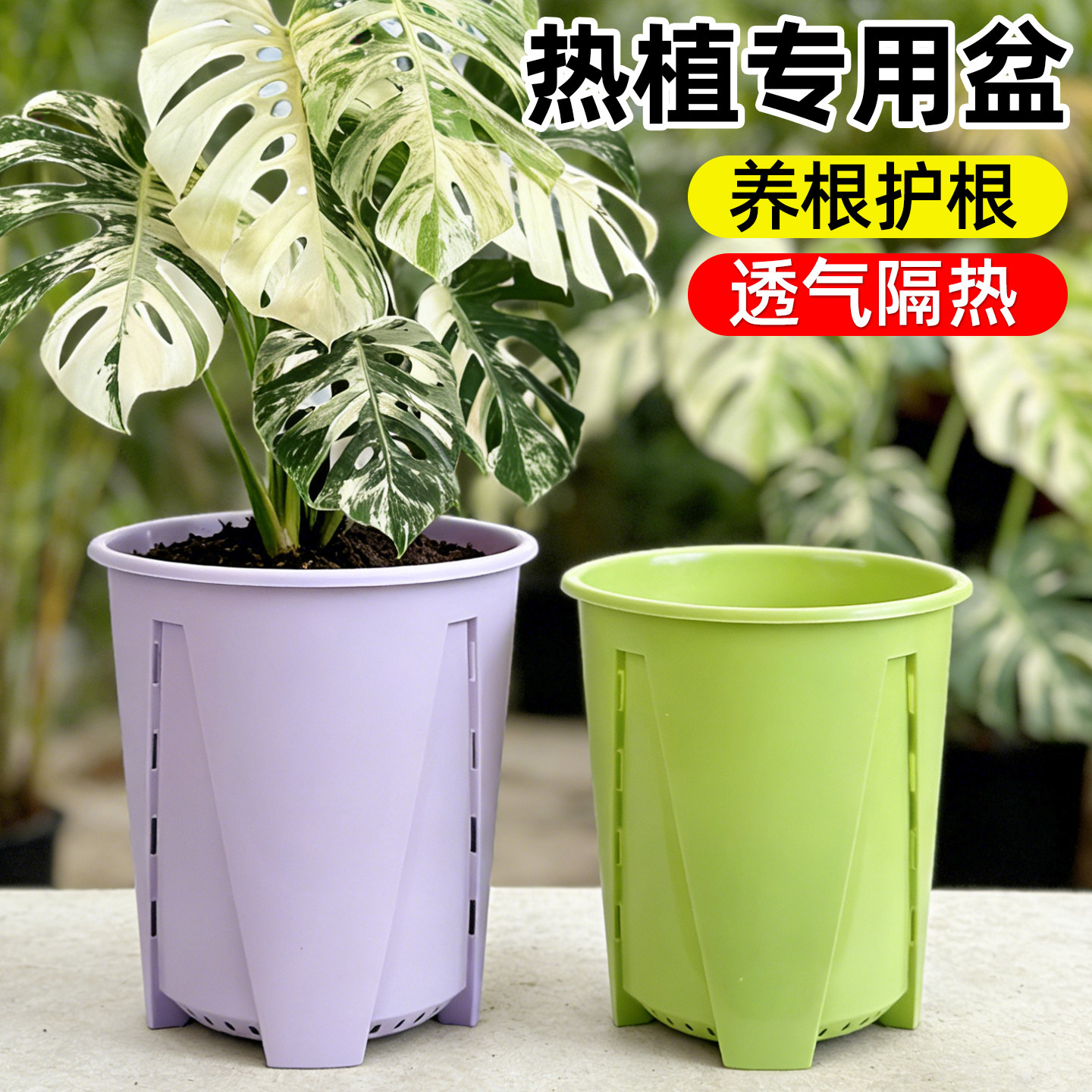 热植活性盆透气控根青山加仑盆龟背竹铁线莲月季专用树脂塑料花盆图片