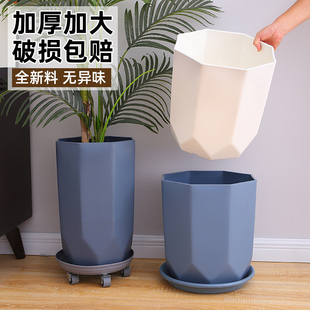 天堂鸟花盆落地客厅特大号仿水泥树脂塑料花盆大口径30以上盆栽盆