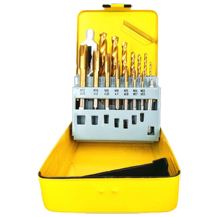 钻头丝锥套装含钴镀钛丝攻钻头组套HSSCO不锈钢专用14件加1个铰手