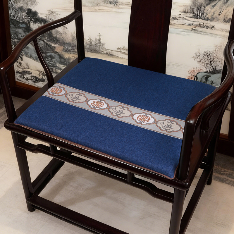 红木椅子坐垫蓝色茶椅垫餐椅太师椅实木椅子垫定制椰棕垫子防滑
