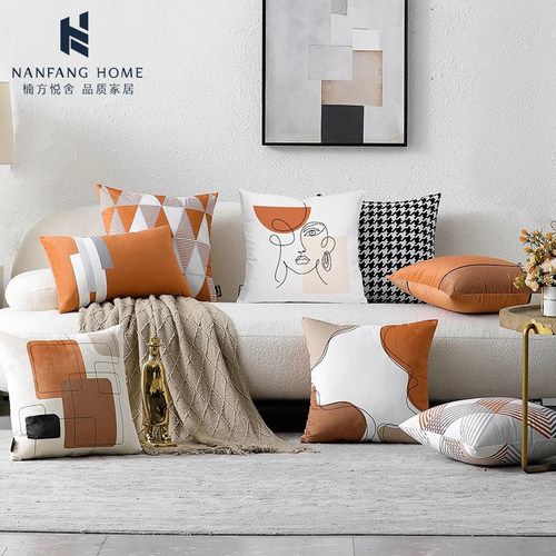 日暮巴黎天鹅绒抱枕客厅靠垫