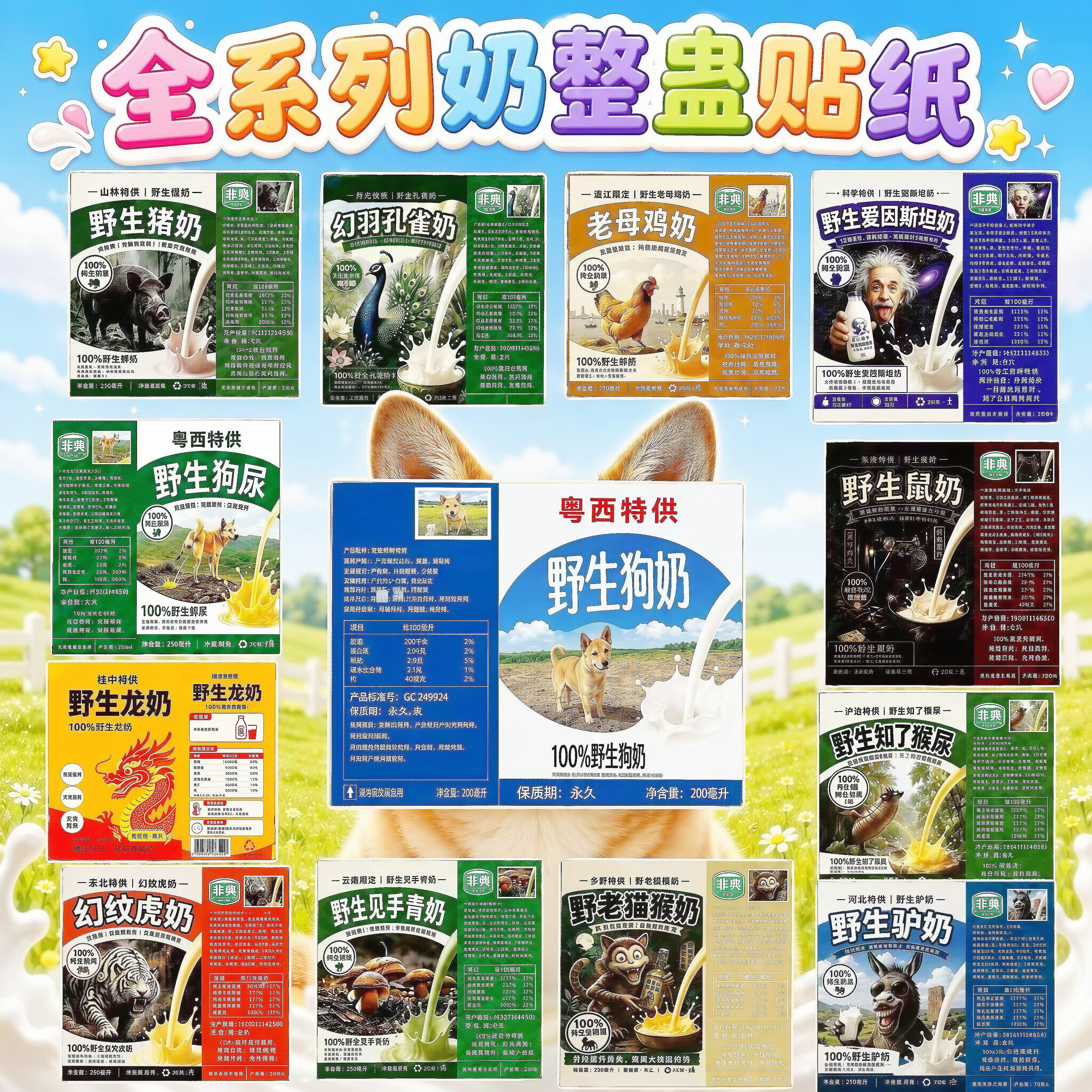 解压玩具贴纸奥西特供野生狗奶抽象整蛊恶搞小玩意2026网红爆款男