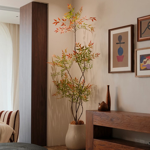 高端轻奢仿真绿植南天竹高级感客厅大型落地摆件服装店橱窗假植物