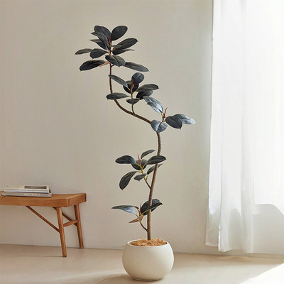 仿真绿植黑金刚橡皮树室内客厅高端轻奢落地摆件高级仿生植物装饰