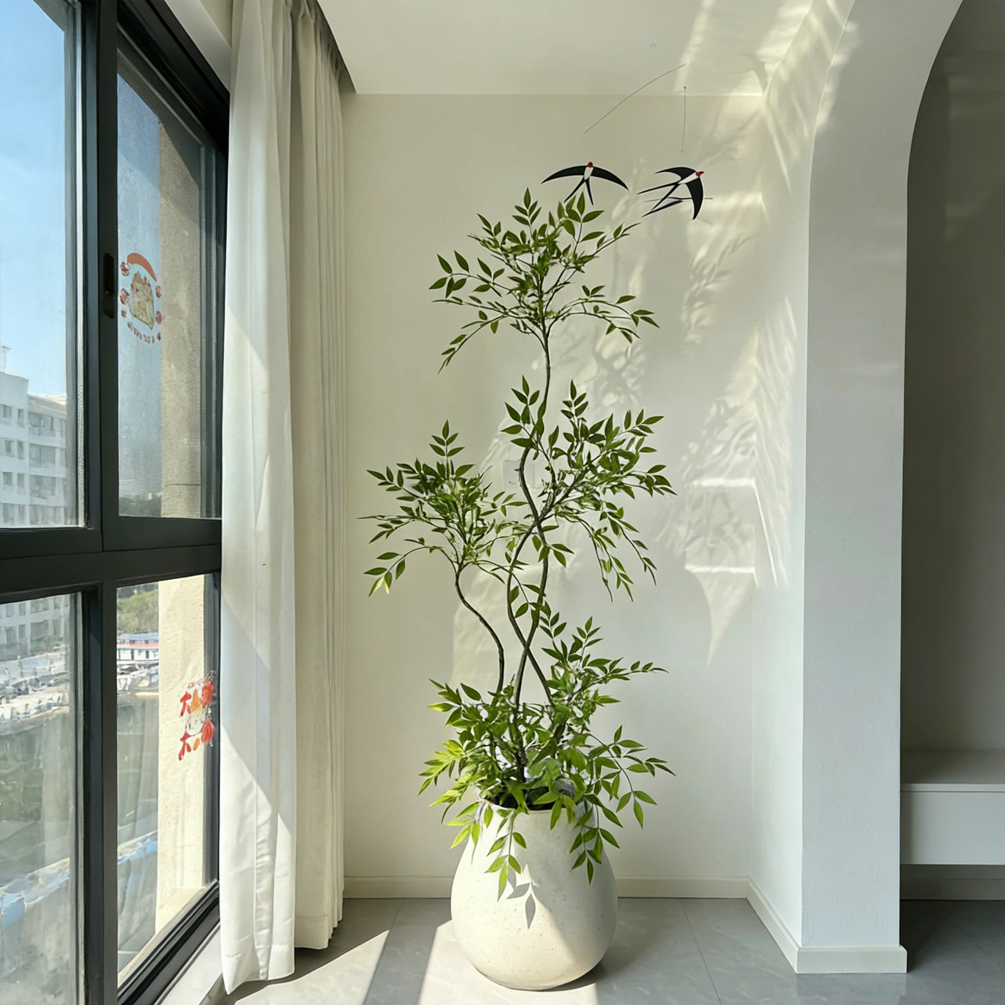 手感保湿仿真绿植南天竹高端轻奢室内客厅家居软装摆件装饰假植物