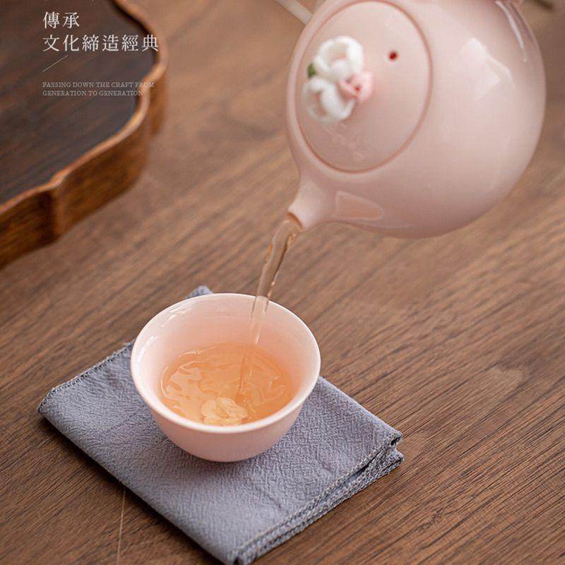 拈花品茗功夫粉色茶杯茶碗茶盏单杯手工捏花陶瓷茶具家用主人杯子,餐饮具,茶宠摆件,淘宝优惠券,粉丝福利购,淘宝优惠卷