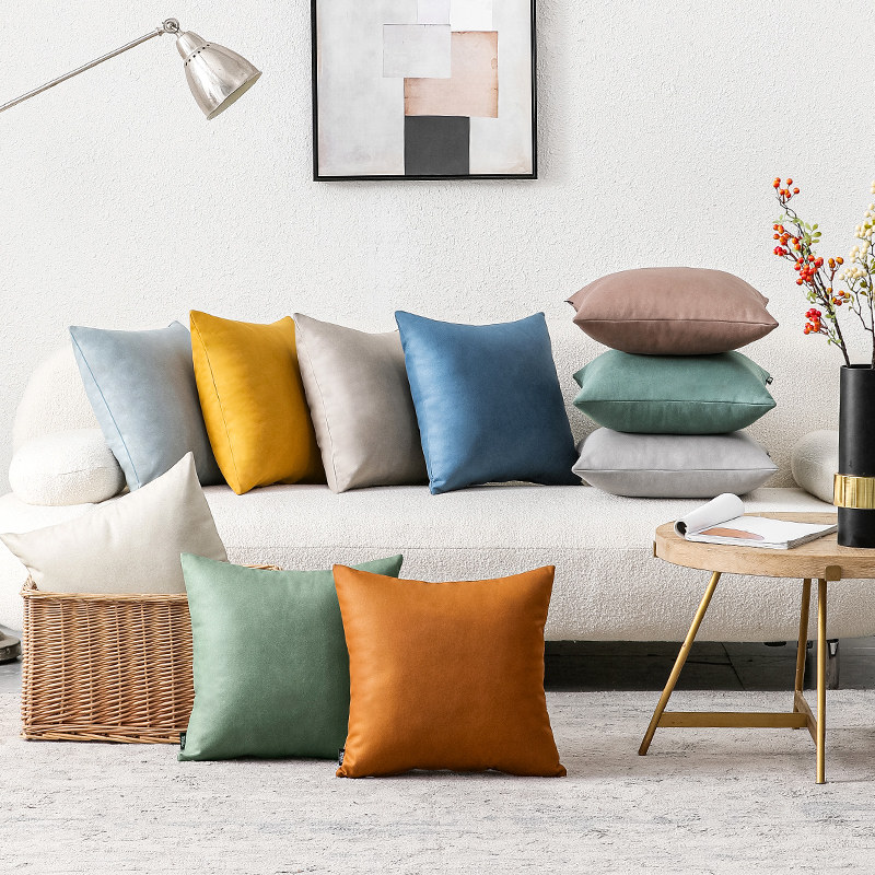 科技布皮抱枕沙发客厅抱枕套定制靠枕汽车护腰床上靠背垫床头靠垫