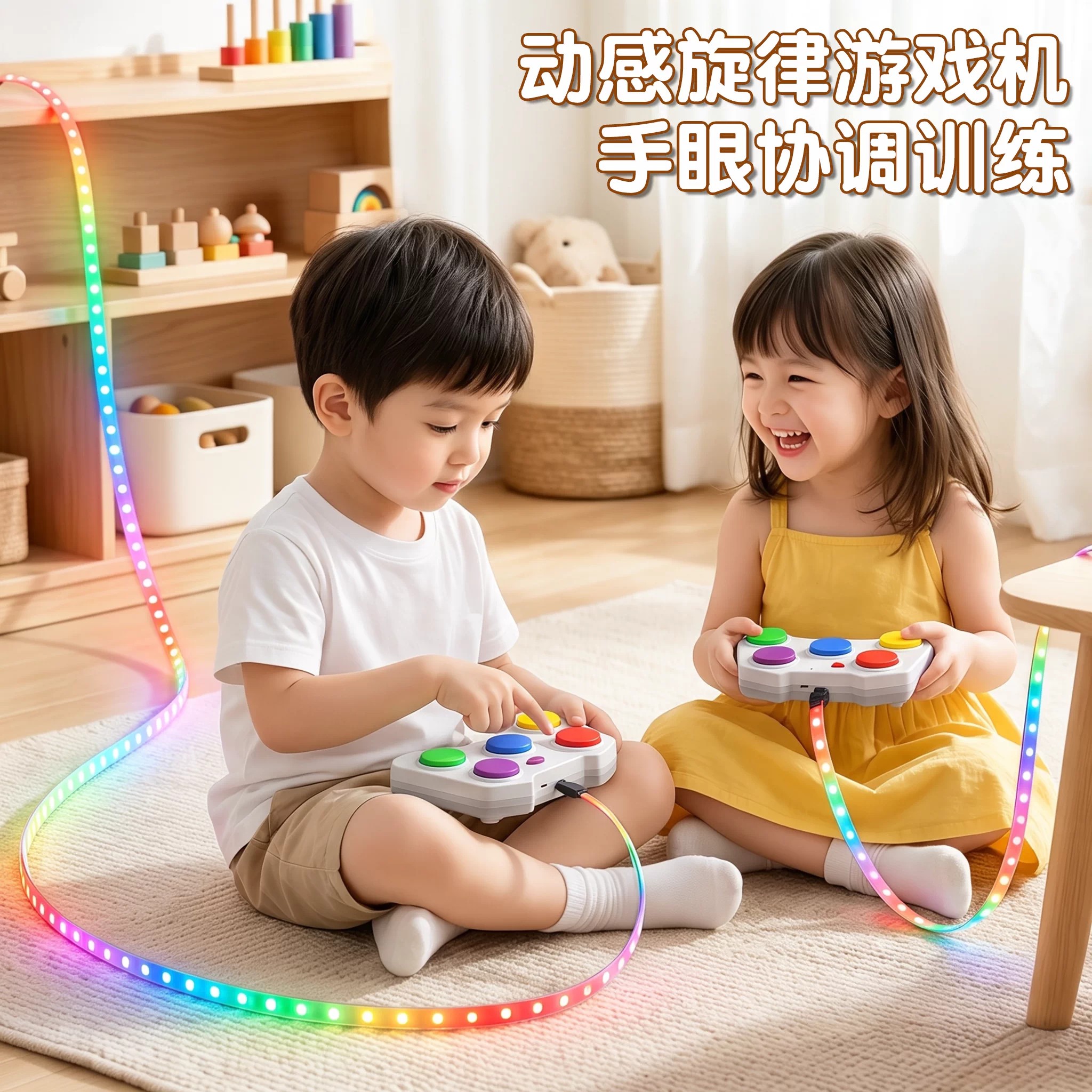 追光消消乐早教玩具打击乐器动感旋律节奏打击乐器游戏机儿童手柄