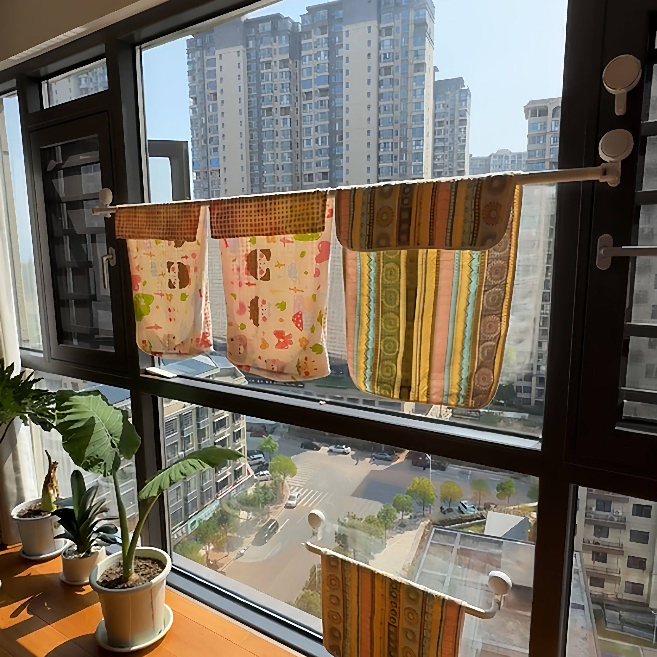 强力吸盘晾衣架家用阳台免打孔可伸缩晒衣服被子神器稳固防滑防锈,收纳整理,壁挂晾晒架/网,淘宝优惠券,粉丝福利购,淘宝优惠卷