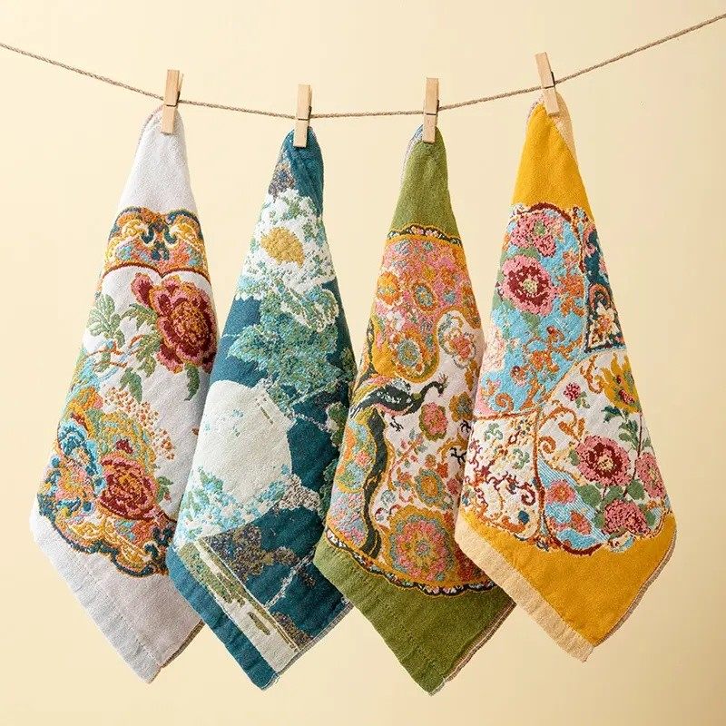 新款花绫集萃方巾纯棉 亲肤柔软