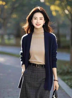 2025秋冬新款宽松版慵懒风休闲毛呢别致通勤风外套针织开衫上衣