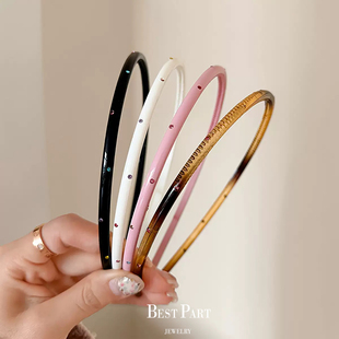 复古气质水钻细款发箍女高颅顶洗脸压发头箍2025简约百搭发捆发饰