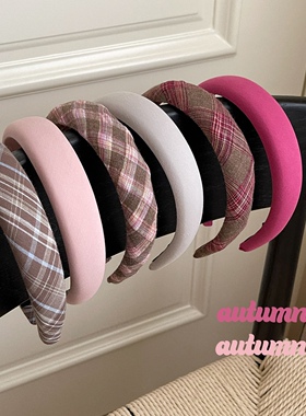 bestpart早秋复古格纹发箍发绳少女学院风头箍压发增高颅顶发饰～