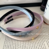 bestpart韩国新款 人鱼姬光泽缎面发箍法式 复古金标头箍发饰发卡～