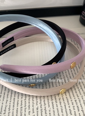 bestpart韩国新款人鱼姬光泽缎面发箍法式复古金标头箍发饰发卡～