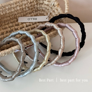 缎面布艺缠绕加厚波浪倒插梳发箍新款简约百搭洗脸头箍发饰新款