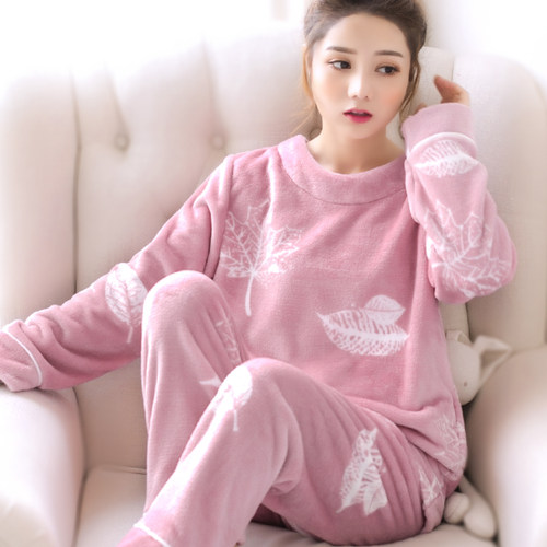 睡衣秋冬款女珊瑚绒加厚加绒套装