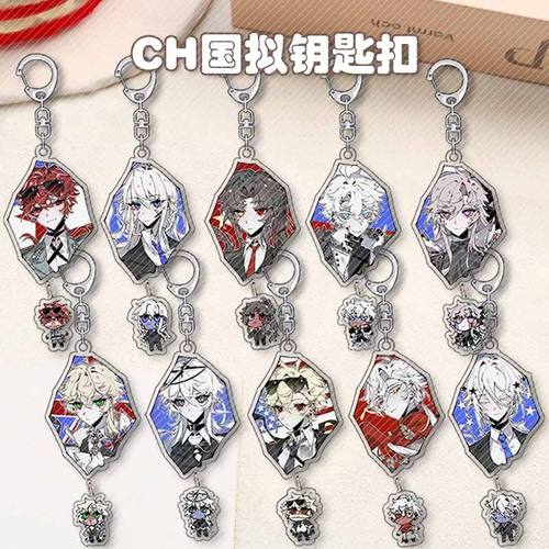CH国拟钥匙扣瓷北约南苏美双面亚克力高颜值书包装饰挂件学生礼物
